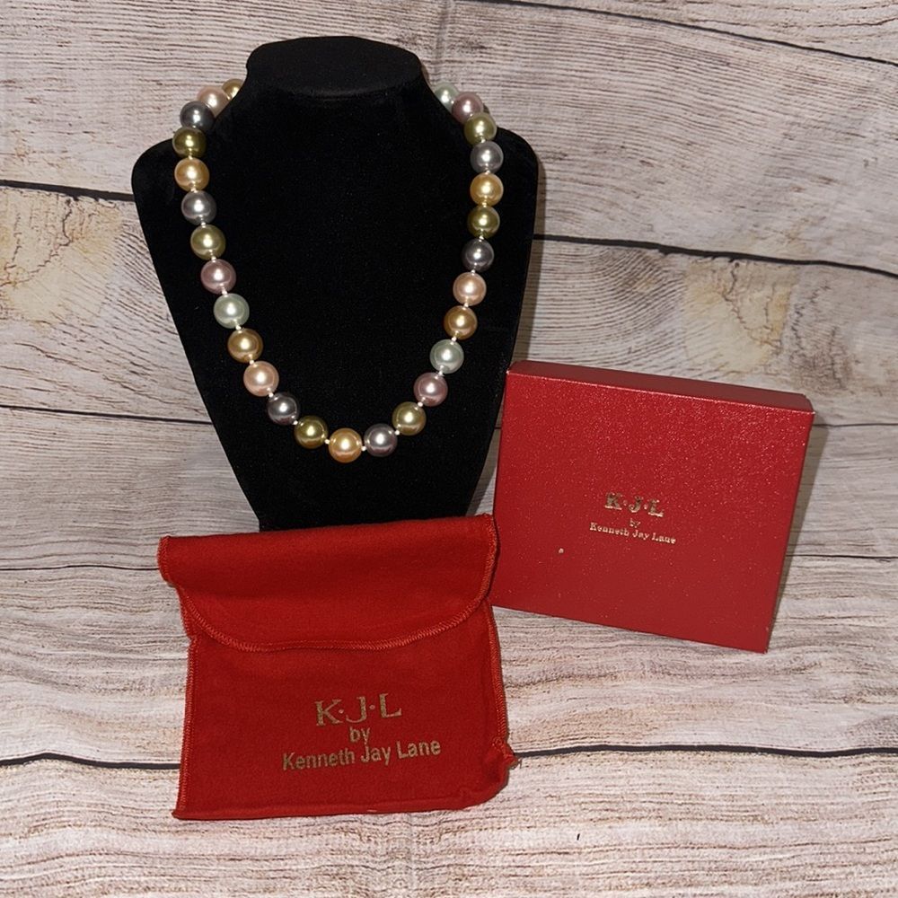 Kenneth Jay Lane Multicolor Pastel Faux Pearl Necklace‎